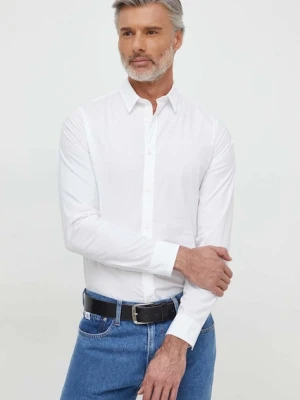 Calvin Klein Jeans koszula męska kolor biały slim z kołnierzykiem klasycznym
