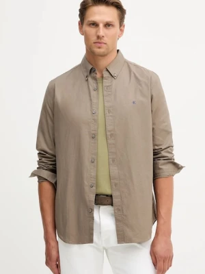 Calvin Klein Jeans koszula męska kolor brązowy regular z kołnierzykiem button-down LV140EM125