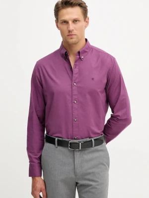 Calvin Klein Jeans koszula męska kolor fioletowy regular z kołnierzykiem button-down LV140EM125