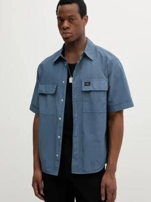 Calvin Klein Jeans koszula męska kolor niebieski relaxed z kołnierzykiem klasycznym J30J327299