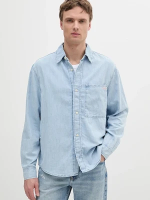Calvin Klein Jeans koszula męska kolor niebieski relaxed z kołnierzykiem klasycznym J30J327508
