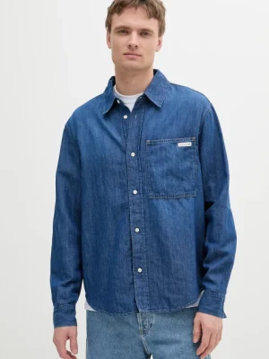 Calvin Klein Jeans koszula męska kolor niebieski relaxed z kołnierzykiem klasycznym J30J327509