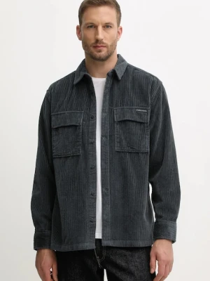 Calvin Klein Jeans koszula sztruksowa męska kolor granatowy relaxed z kołnierzykiem klasycznym LV04RD106G