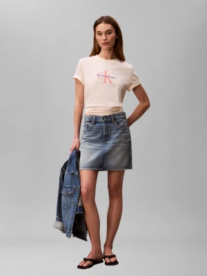 Calvin Klein Jeans Koszulka damska Kobiety Bawełna (100%) beżowy jednolity,