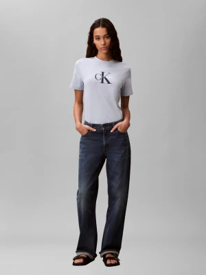 Calvin Klein Jeans Koszulka damska Kobiety Bawełna (100%) niebieski jednolity,