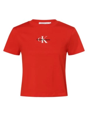 Calvin Klein Jeans Koszulka damska Kobiety Bawełna czerwony jednolity,