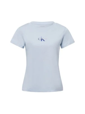 Calvin Klein Jeans Koszulka damska Kobiety Bawełna niebieski jednolity,