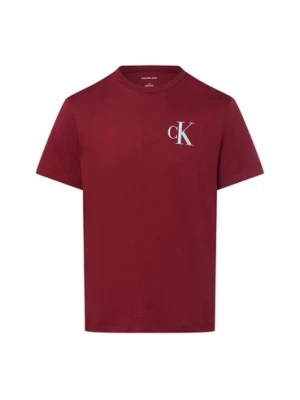 Calvin Klein Jeans Koszulka męska Mężczyźni Dżersej czerwony jednolity,