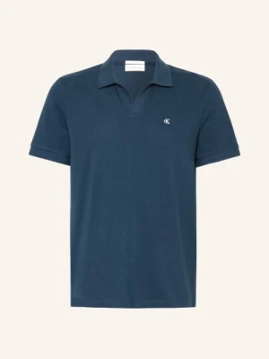 Calvin Klein Jeans Koszulka Polo Z Pikowanym Wzorem Classic Fit blau GRANATOWY