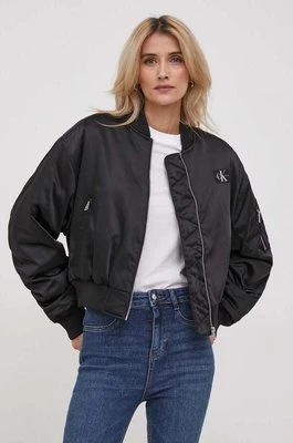 Calvin Klein Jeans kurtka bomber damski kolor czarny przejściowa