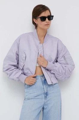 Calvin Klein Jeans kurtka bomber damski kolor fioletowy przejściowa