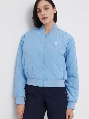 Calvin Klein Jeans kurtka bomber damski kolor niebieski