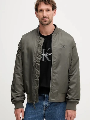 Calvin Klein Jeans kurtka bomber kolor zielony przejściowa oversize LV04RC526G