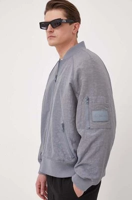 Calvin Klein Jeans kurtka bomber męski kolor szary przejściowa