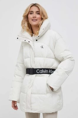 Calvin Klein Jeans kurtka damska kolor beżowy zimowa