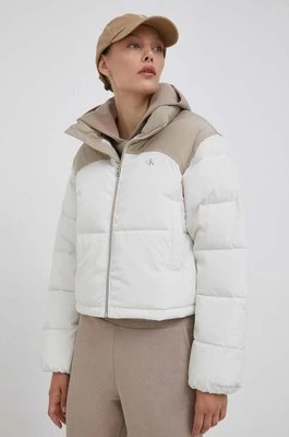 Calvin Klein Jeans kurtka damska kolor beżowy zimowa oversize