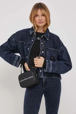 Calvin Klein Jeans kurtka jeansowa damska kolor granatowy przejściowa oversize