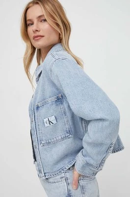 Calvin Klein Jeans kurtka jeansowa damska kolor niebieski przejściowa oversize