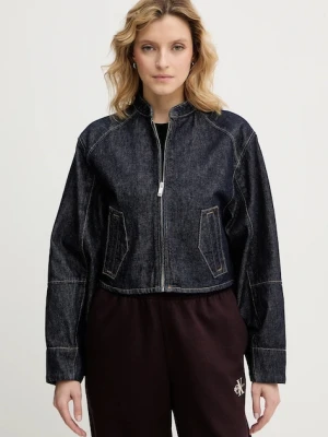 Calvin Klein Jeans kurtka jeansowa kolor czarny przejściowa LV047E731G