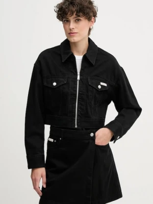 Calvin Klein Jeans kurtka jeansowa kolor czarny przejściowa oversize LV047D779G