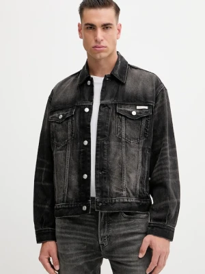 Calvin Klein Jeans kurtka jeansowa kolor czarny przejściowa oversize LV04RD707G