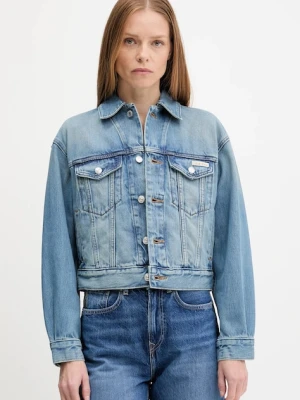 Calvin Klein Jeans kurtka jeansowa kolor niebieski przejściowa LV047B075G