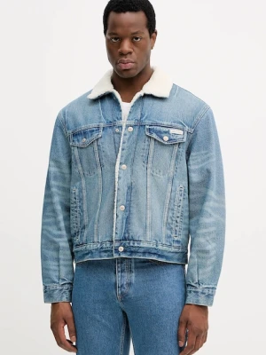 Calvin Klein Jeans kurtka jeansowa kolor niebieski przejściowa LV04RD737G