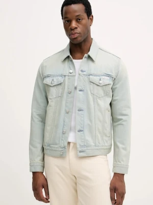 Calvin Klein Jeans kurtka jeansowa kolor niebieski przejściowa LV04RE764G