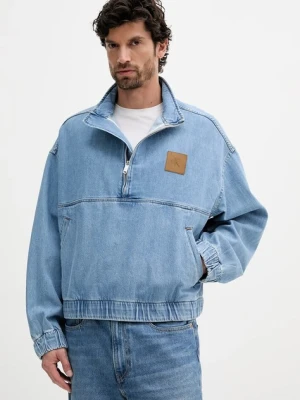 Calvin Klein Jeans kurtka jeansowa kolor niebieski przejściowa oversize J30J327505