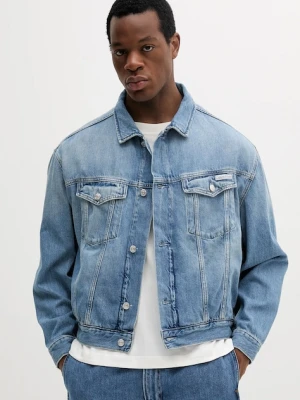 Calvin Klein Jeans kurtka jeansowa kolor niebieski przejściowa oversize J30J327587