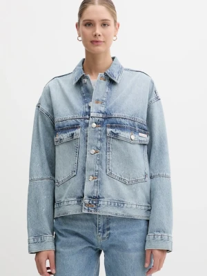 Calvin Klein Jeans kurtka jeansowa kolor niebieski przejściowa oversize LV047C730G