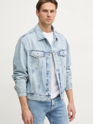 Calvin Klein Jeans kurtka jeansowa męska kolor niebieski przejściowa oversize J30J326556