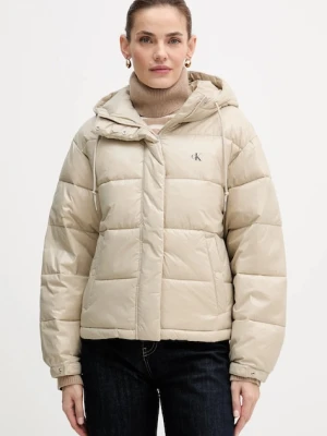 Calvin Klein Jeans kurtka kolor beżowy przejściowa LV047D505G