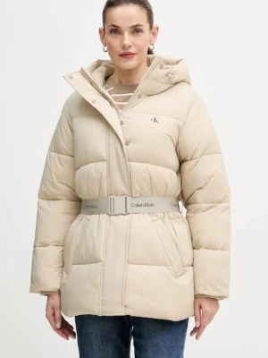 Calvin Klein Jeans kurtka kolor beżowy zimowa LV047D507G