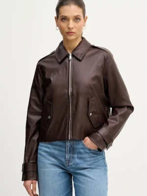 Calvin Klein Jeans kurtka kolor brązowy przejściowa LV047E501G