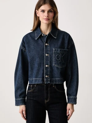 Calvin Klein Jeans kurtka koszulowa damska jeansowa granatowy