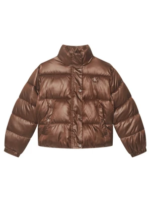 Calvin Klein Jeans Kurtka przejściowa Minime Shiny Short Puffer LVCKTJM01G Brązowy Regular Fit