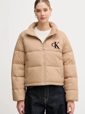 Calvin Klein Jeans kurtka puchowa kolor beżowy zimowa LV047D503G