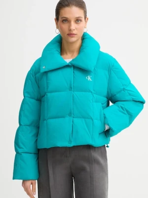 Calvin Klein Jeans kurtka puchowa kolor turkusowy zimowa LV044D521G