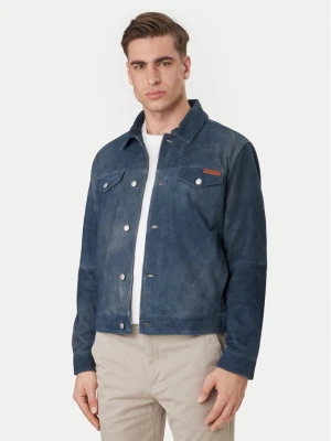 Calvin Klein Jeans Kurtka skórzana 90s LV04RF404G Granatowy Regular Fit