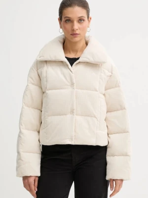 Calvin Klein Jeans kurtka sztruksowa puchowa kolor beżowy zimowa LV044D527G