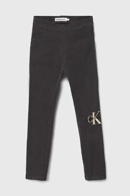 Calvin Klein Jeans legginsy dziecięce kolor szary z nadrukiem