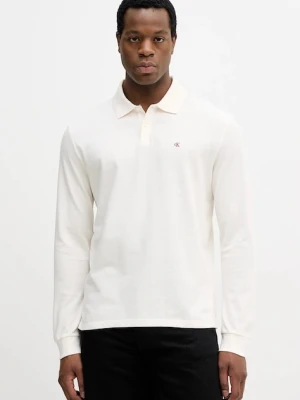 Calvin Klein Jeans longsleeve bawełniany kolor beżowy gładki LV04RE201G