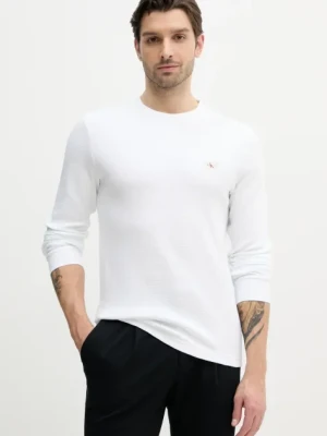 Calvin Klein Jeans longsleeve bawełniany kolor biały gładki J30J327117