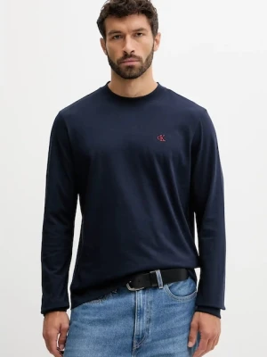 Calvin Klein Jeans longsleeve bawełniany kolor granatowy gładki LV04RD247G