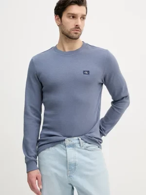 Calvin Klein Jeans longsleeve bawełniany kolor szary gładki J30J327117