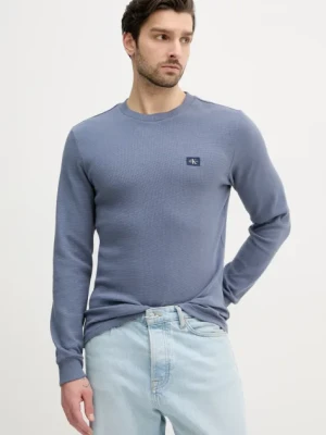 Calvin Klein Jeans longsleeve bawełniany kolor szary gładki J30J327117