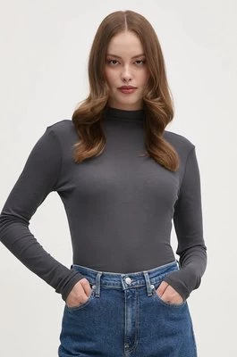 Calvin Klein Jeans longsleeve bawełniany kolor szary z półgolfem J20J224453