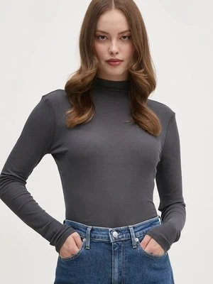 Calvin Klein Jeans longsleeve bawełniany kolor szary z półgolfem J20J224453