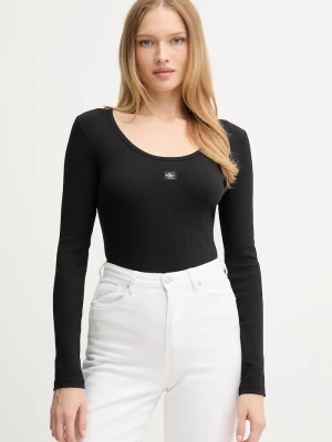 Calvin Klein Jeans longsleeve damski bawełniany z elastanem czarny